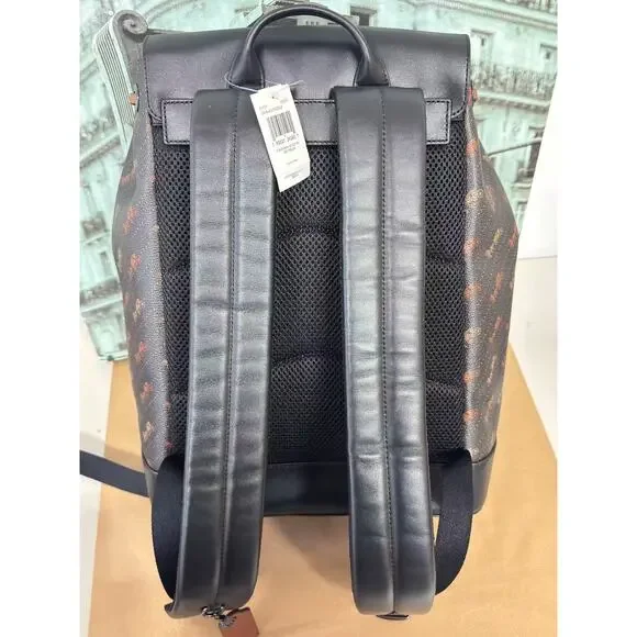 Coach C4135 Turner Backpack With Horse And Carriage Dot Print IN BLACK